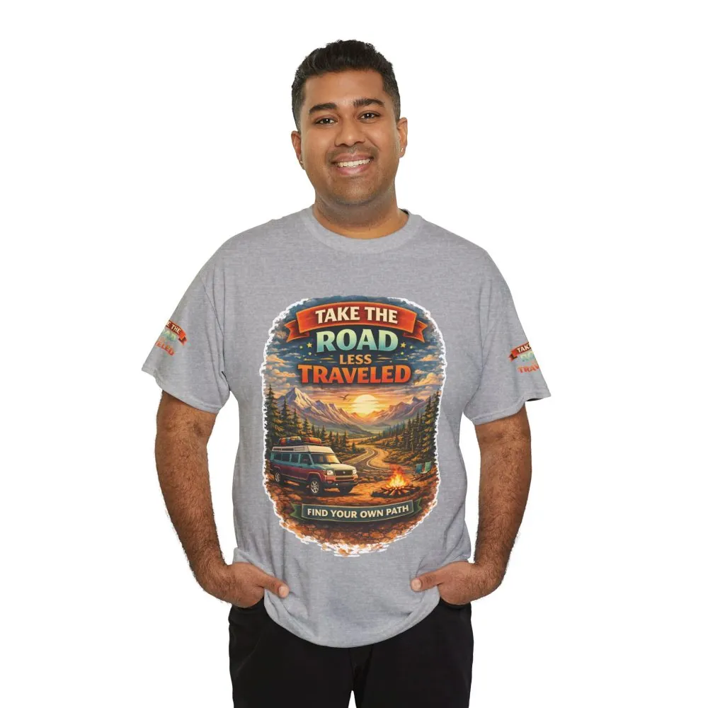 769756013159646498_2048.jpeg Unisex Heavy Cotton Tee — "Take The Road Less Traveled" Design Scenic-Line