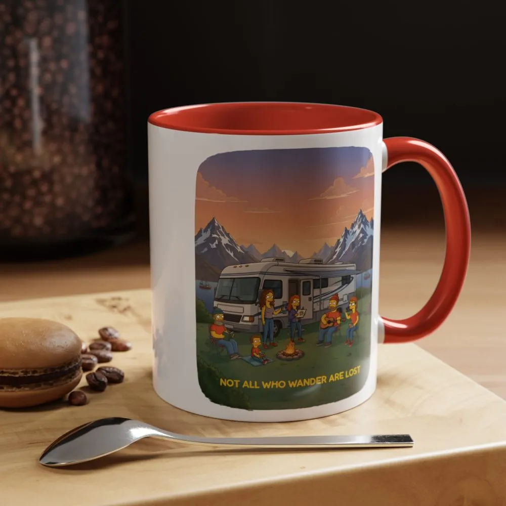 Accent Coffee Mug (11, 15oz) — "Not All Who Wander Are Lost" Design Sitcom-Line
