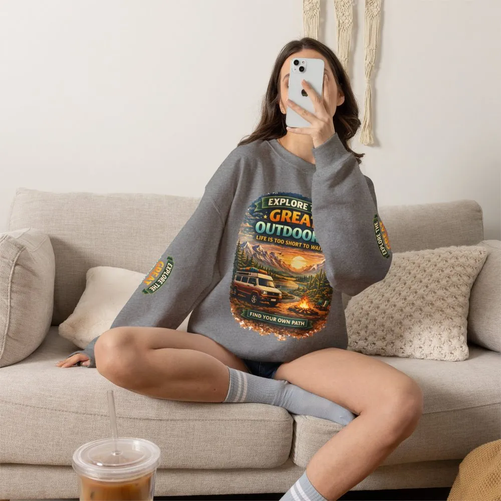 7705289109436970204_2048.jpeg Unisex Heavy Blend™ Crewneck Sweatshirt — "Explore The Great Outdoors" Design Scenic-Line