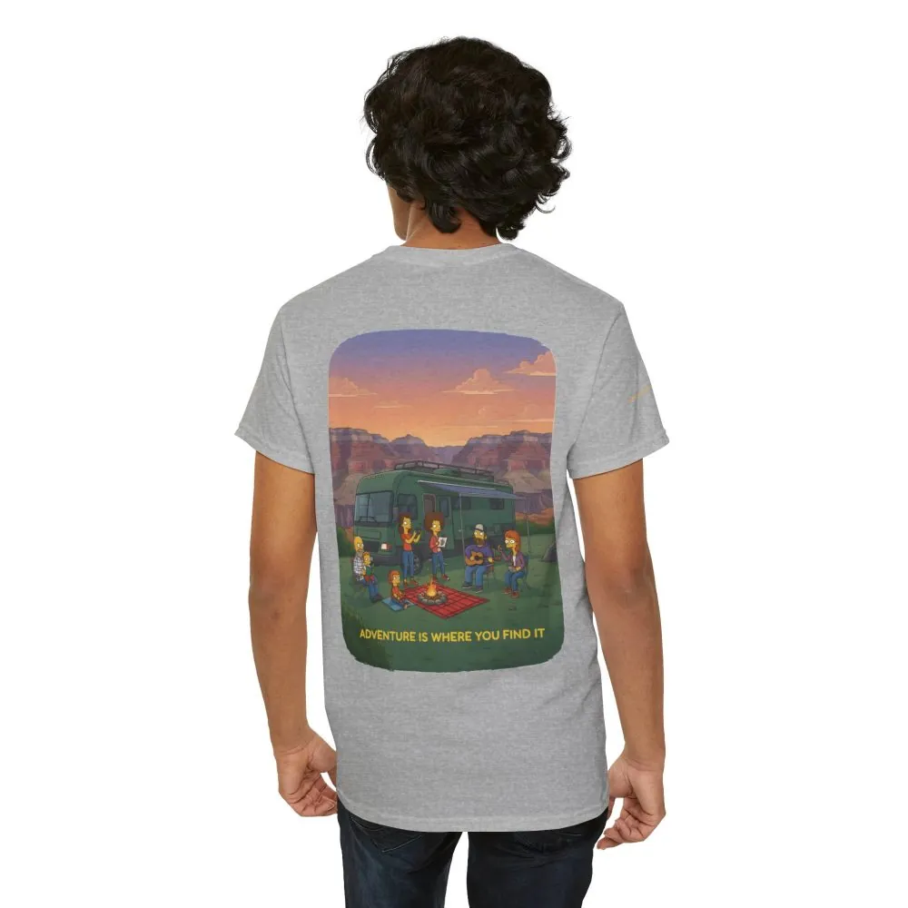 Unisex Heavy Cotton Tee — "Adventure Is Where You Find It" Design Sitcom-Line