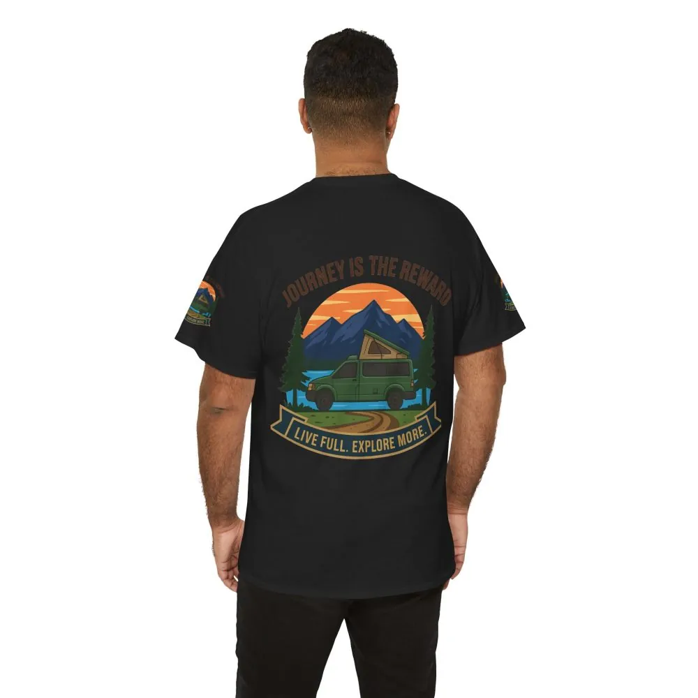 771187444641832975_2048.jpeg Unisex Heavy Cotton Tee — "Journey Is The Reward Tee" Adventure Camper Van Graphic T-Shirt
