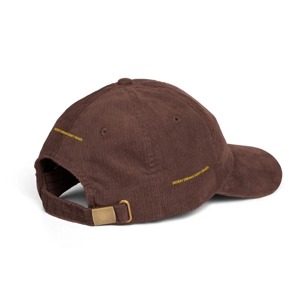 Vintage Corduroy Cap (Embroidery) — "desert Dreams Dusty Roads" Embroidered Hat