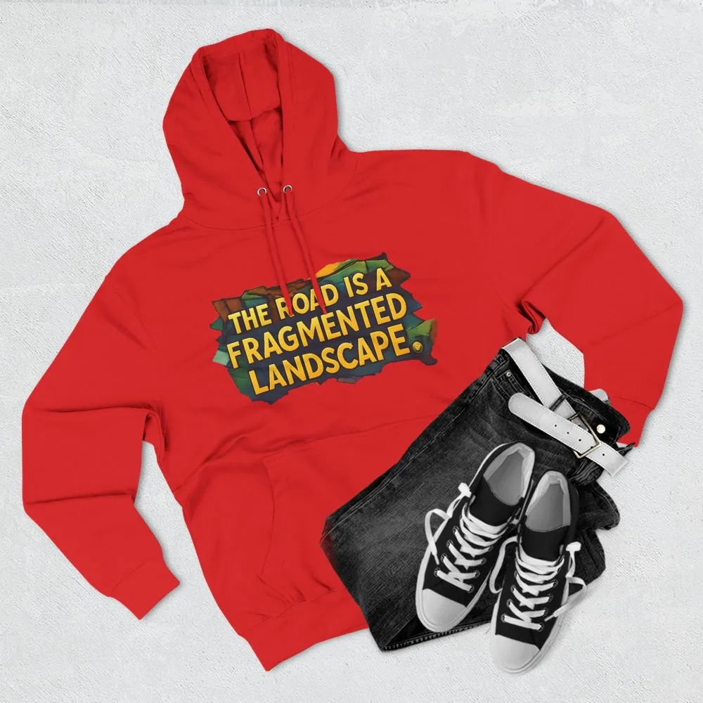 7729628999000775334_2048.jpeg Three-Panel Fleece Hoodie - "The Road Is A Fragmented Landscape" Design Cubic-Line