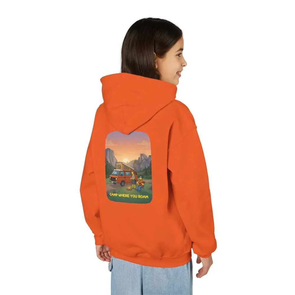 7736272299008325254_2048.jpeg Youth Hoodie(Gildan) – "Camp Where You Roam" (Design Sitcom-Line)