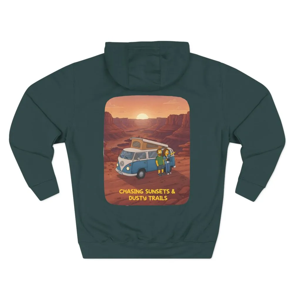 7743397594095084771_2048.jpeg Three-Panel Fleece Hoodie - "Chasing Sunsets And Dusty Trails" Design Sitcom-Line
