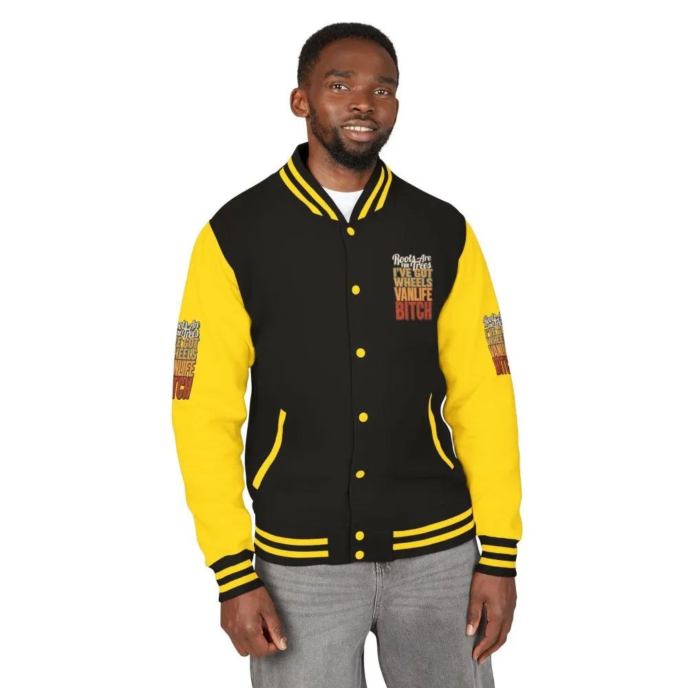774593930196603396_2048.jpeg Unisex Heavyweight Letterman Jacket — "Roots Are For Trees" Design F**K-Line