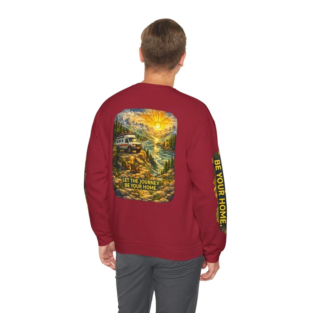 7749193072160552418_2048.jpeg Unisex Heavy Blend™ Crewneck Sweatshirt — "Let The Journey Be Your Home" Design Cubic-Line