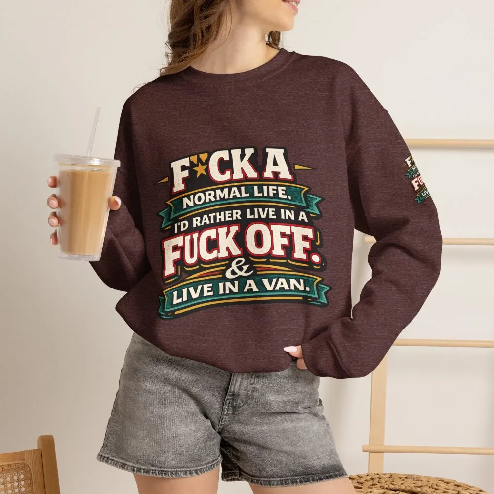 7762292159096039277_2048.jpeg Unisex Heavy Blend™ Crewneck Sweatshirt — "Fuck A Normal Life" Design F**K-Line