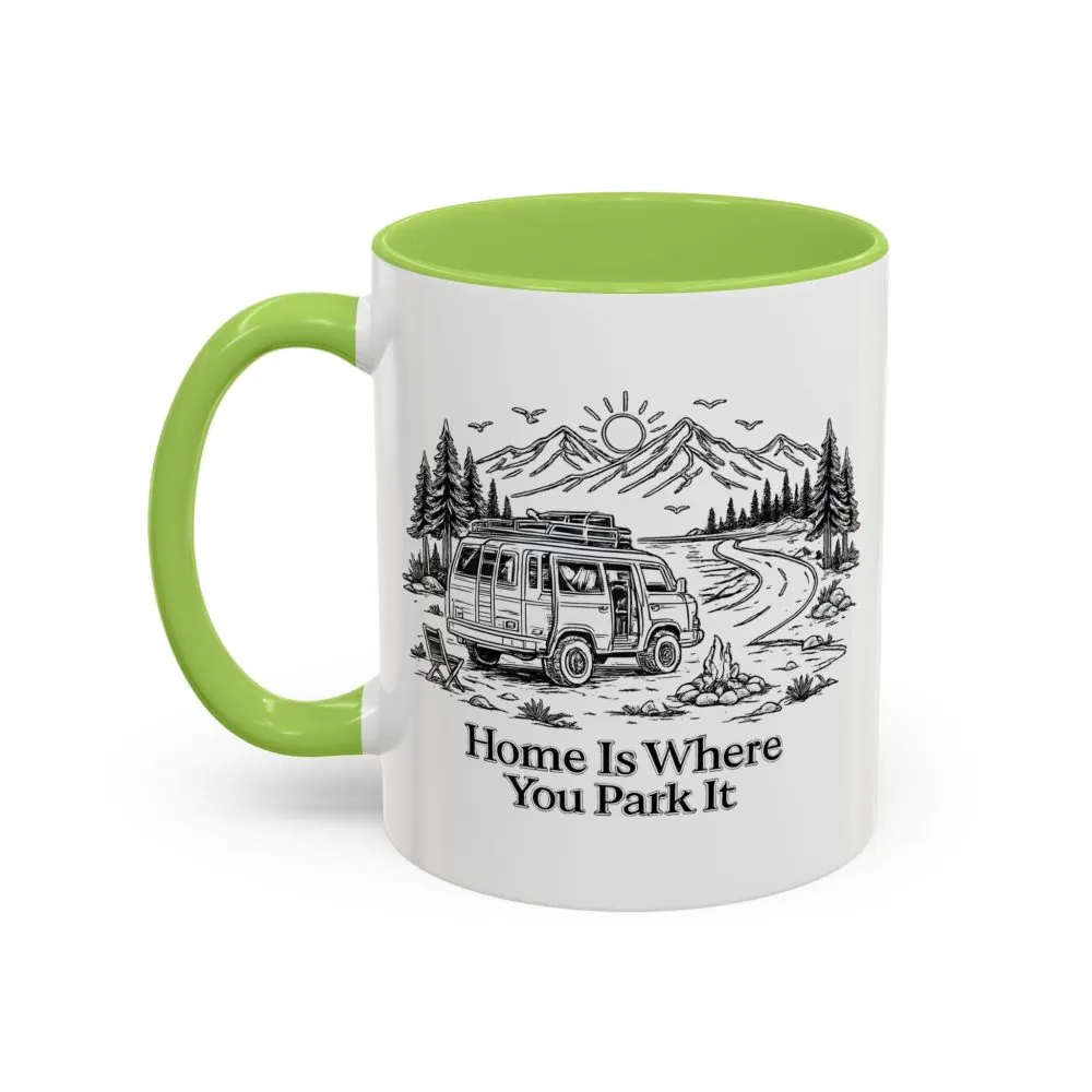 7762752706355750827_2048.jpeg Accent Coffee Mug (11, 15oz) — "Home Is Where You Park It" Design Minimal-Line