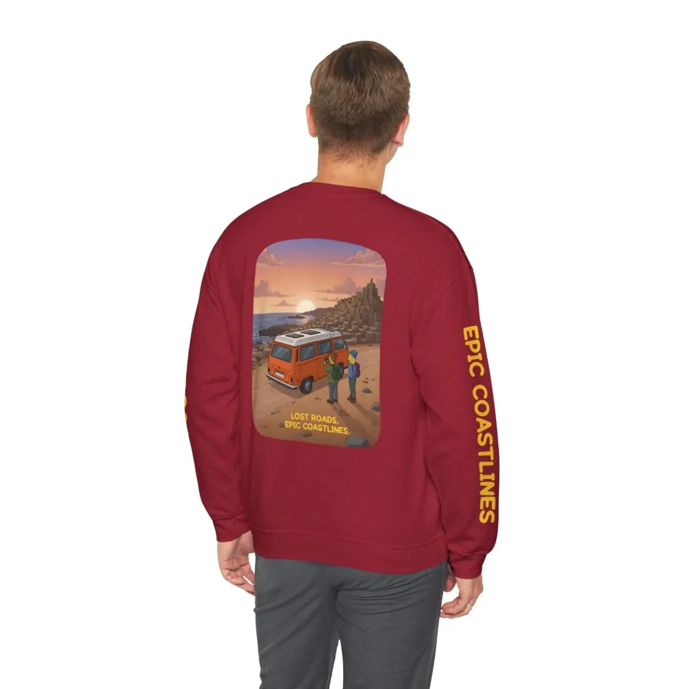 7763164410360991332_2048.jpeg Unisex Heavy Blend™ Crewneck Sweatshirt — "Lost Roads Epic Coastlines" Design Sitcom-Line