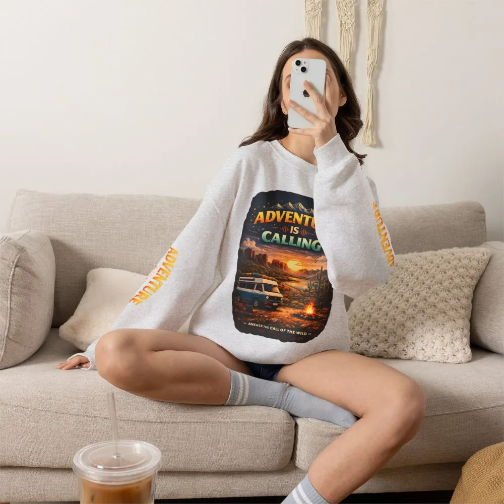 7777558578550660604_2048.jpeg Unisex Heavy Blend™ Crewneck Sweatshirt — "Adventure Is Calling" Design Scenic-Line
