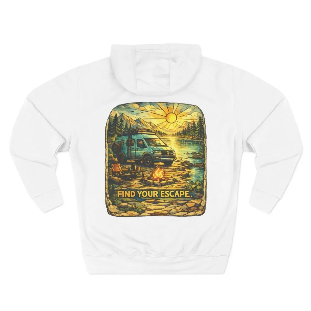 7780861587934164719_2048.jpeg Three-Panel Fleece Hoodie - "Find Your Escape" Design Cubic-Line