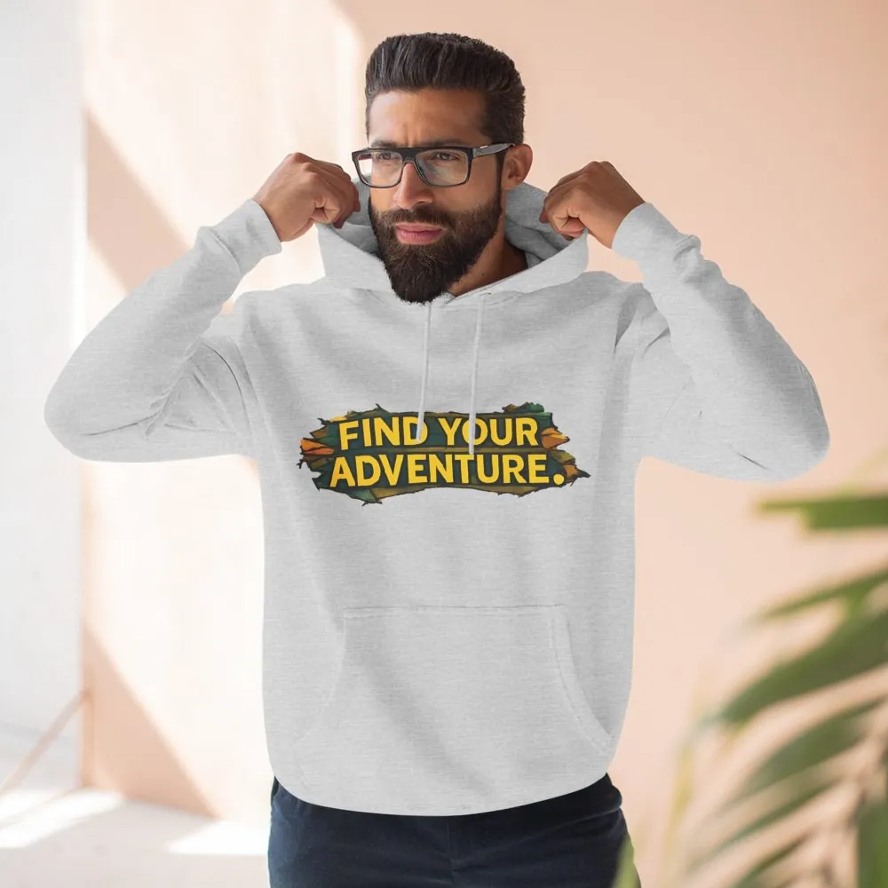 Three-Panel Fleece Hoodie - ""Find Your Adventure"" Design Cubic-Line