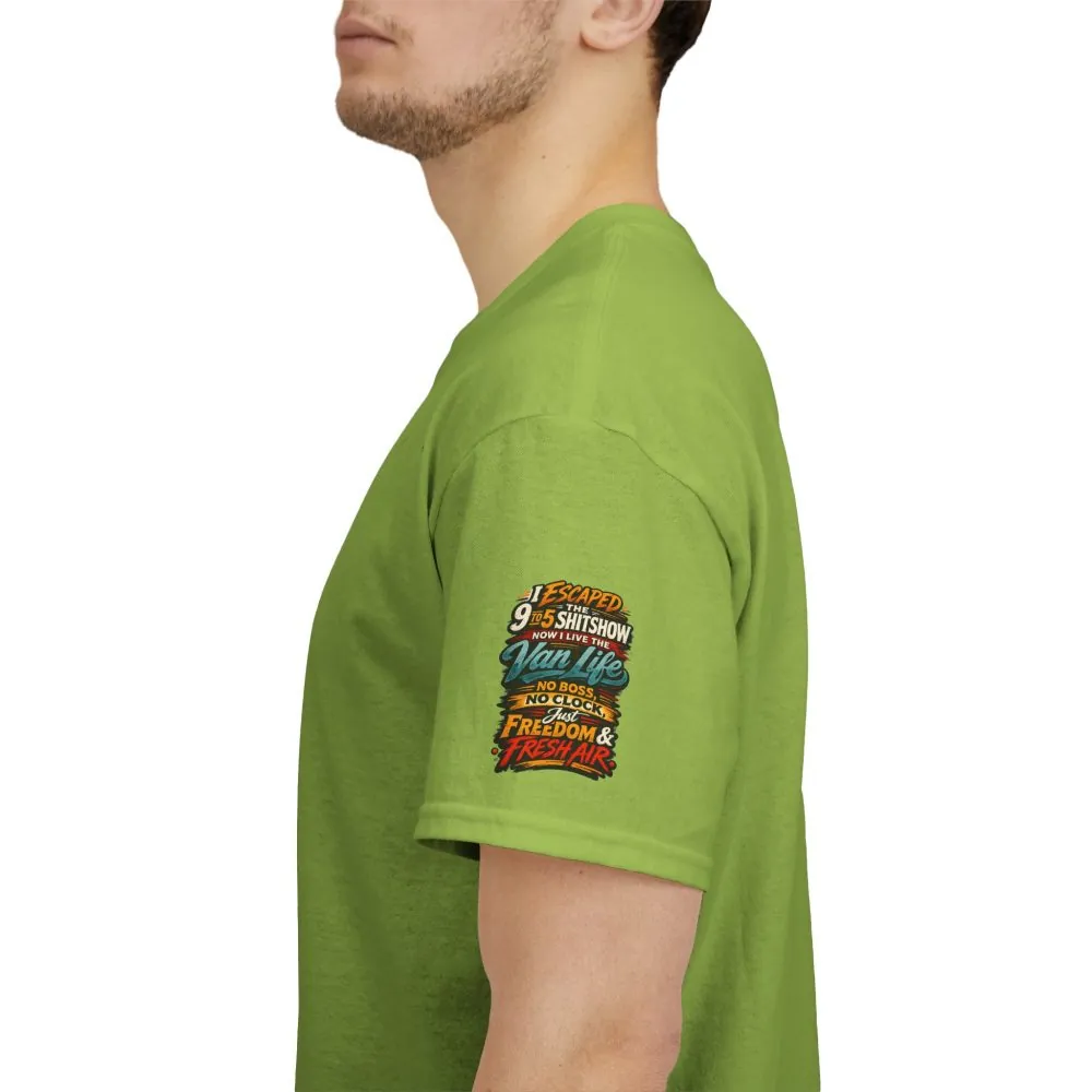 Unisex Heavy Cotton Tee — "I Escaped The 9 To 5" Design F**K-Line