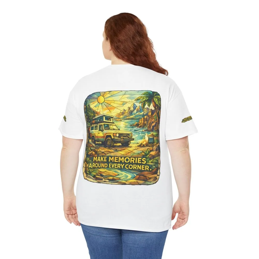 7787575911812473654_2048.jpeg Unisex Heavy Cotton Tee — "Make Memories Around Every Corner" Design Cubic-Line