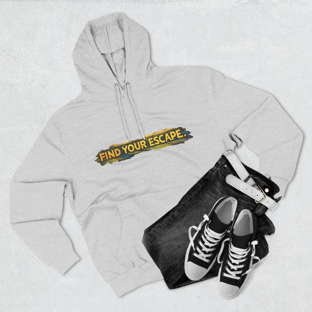 7795657495953319675_2048.jpeg Three-Panel Fleece Hoodie - "Find Your Escape" Design Cubic-Line