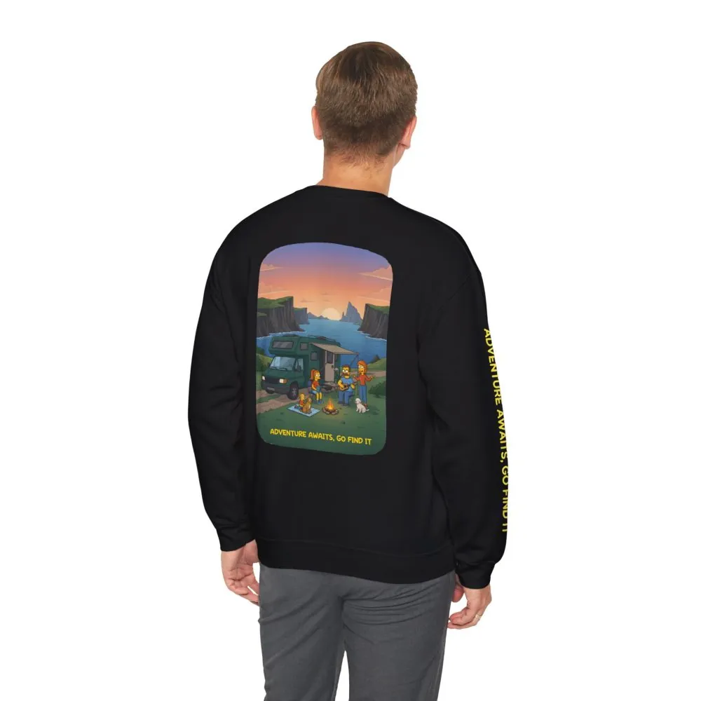 7805221410024201433_2048.jpeg Unisex Heavy Blend™ Crewneck Sweatshirt — "Adventure Awaits-Go Find It"" Design Sitcom-Line