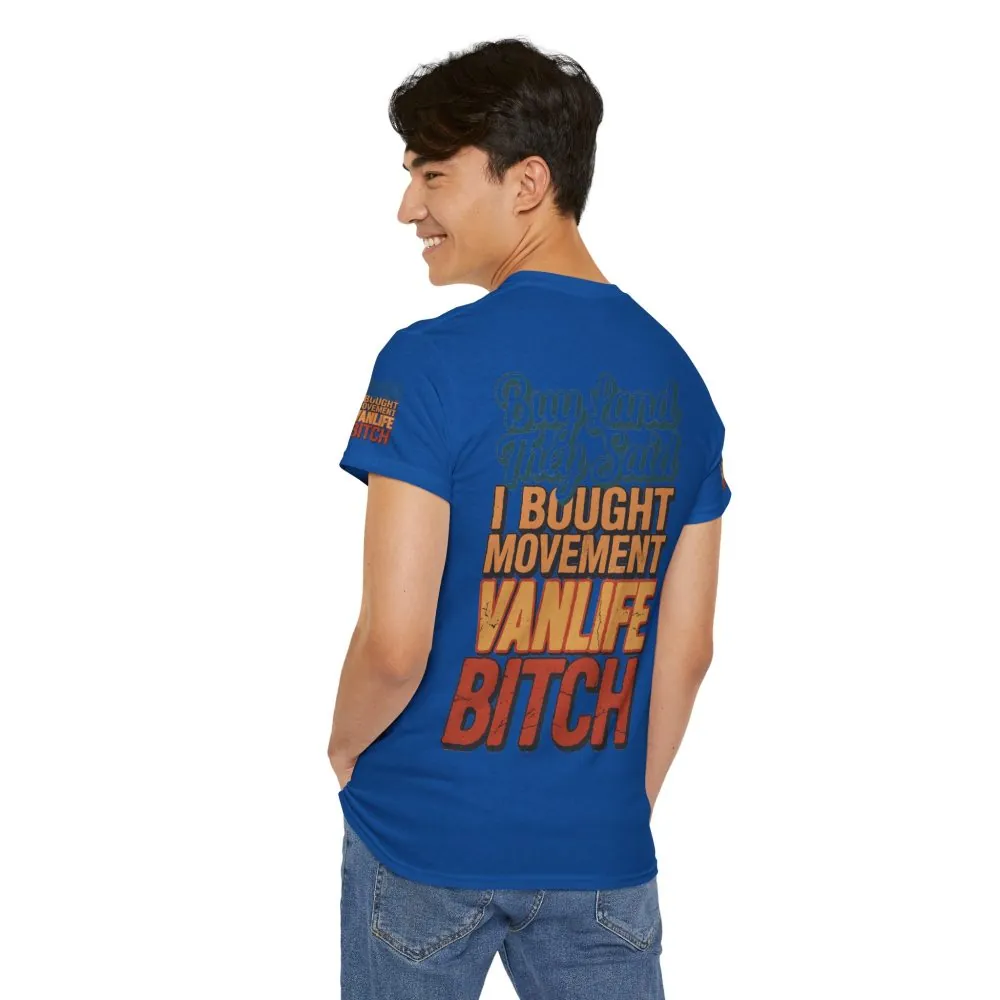 Unisex Heavy Cotton Tee — "Buy Land They Said" Design F**K-Line