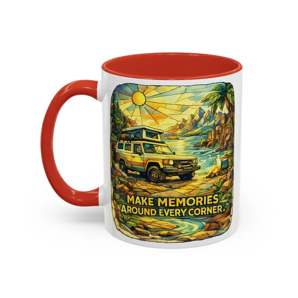 78275917756882388_2048.jpeg Accent Coffee Mug (11, 15oz) — "Make Memories Around Every Corner" Design Cubic-Line