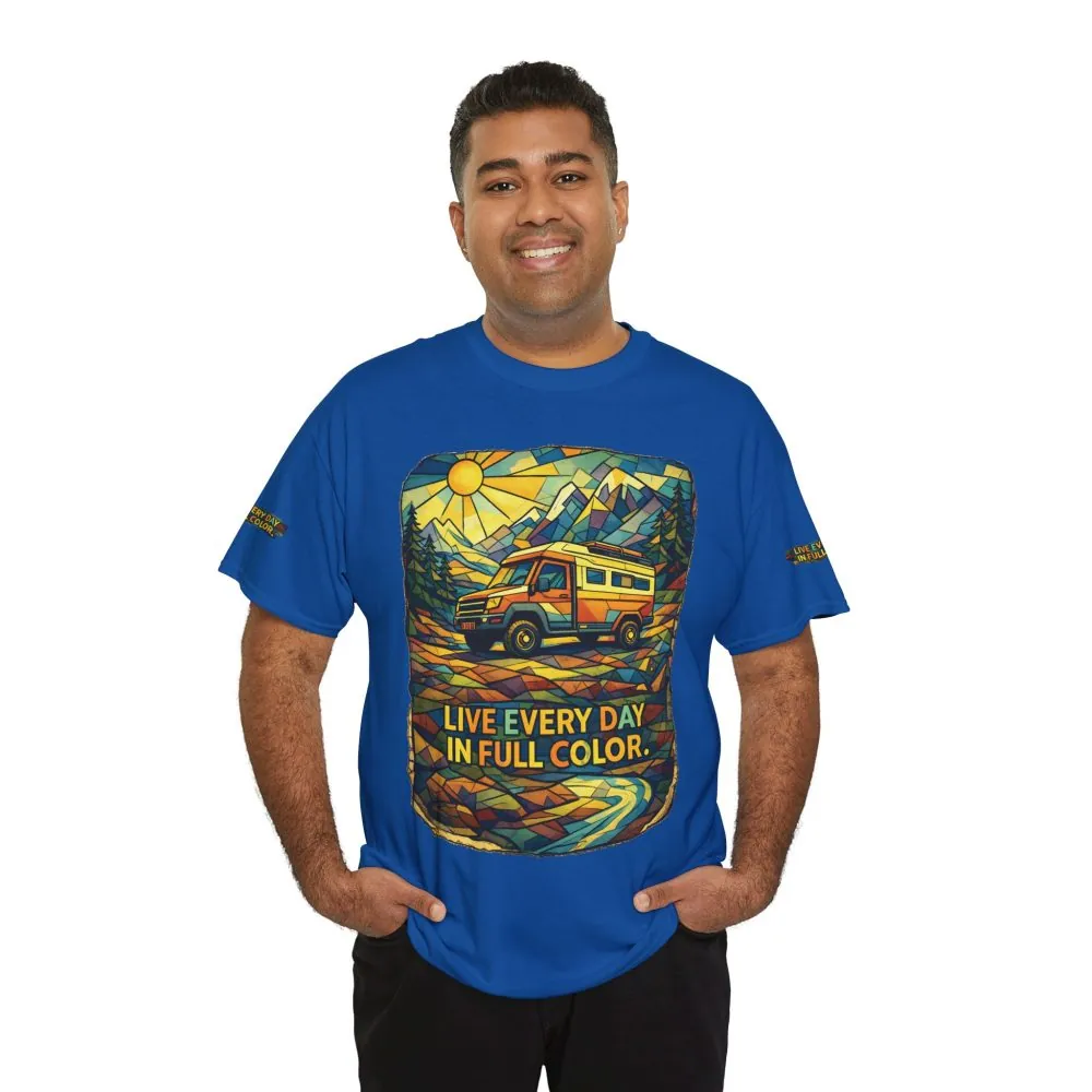 7828735234448969263_2048.jpeg Unisex Heavy Cotton Tee — "Live Life Every Day In Full Color" Design Cubic-Line