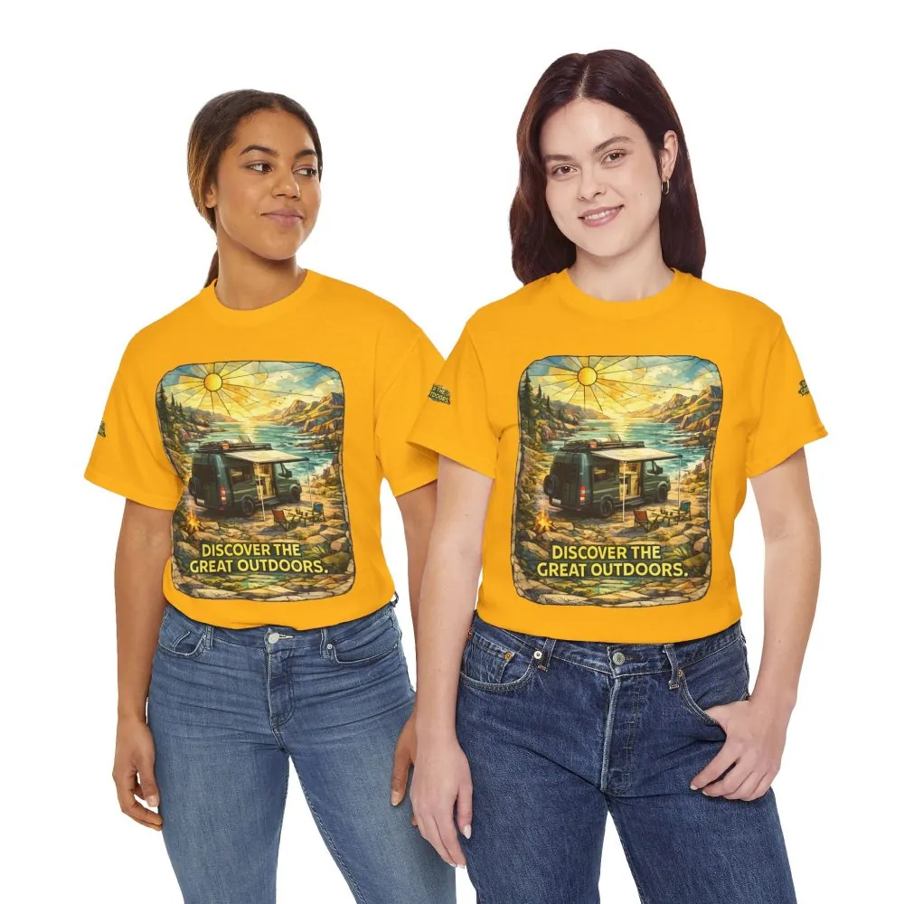 784354416854067371_2048.jpeg Unisex Heavy Cotton Tee — "Discover The Great Outdoors" Design Cubic-Line