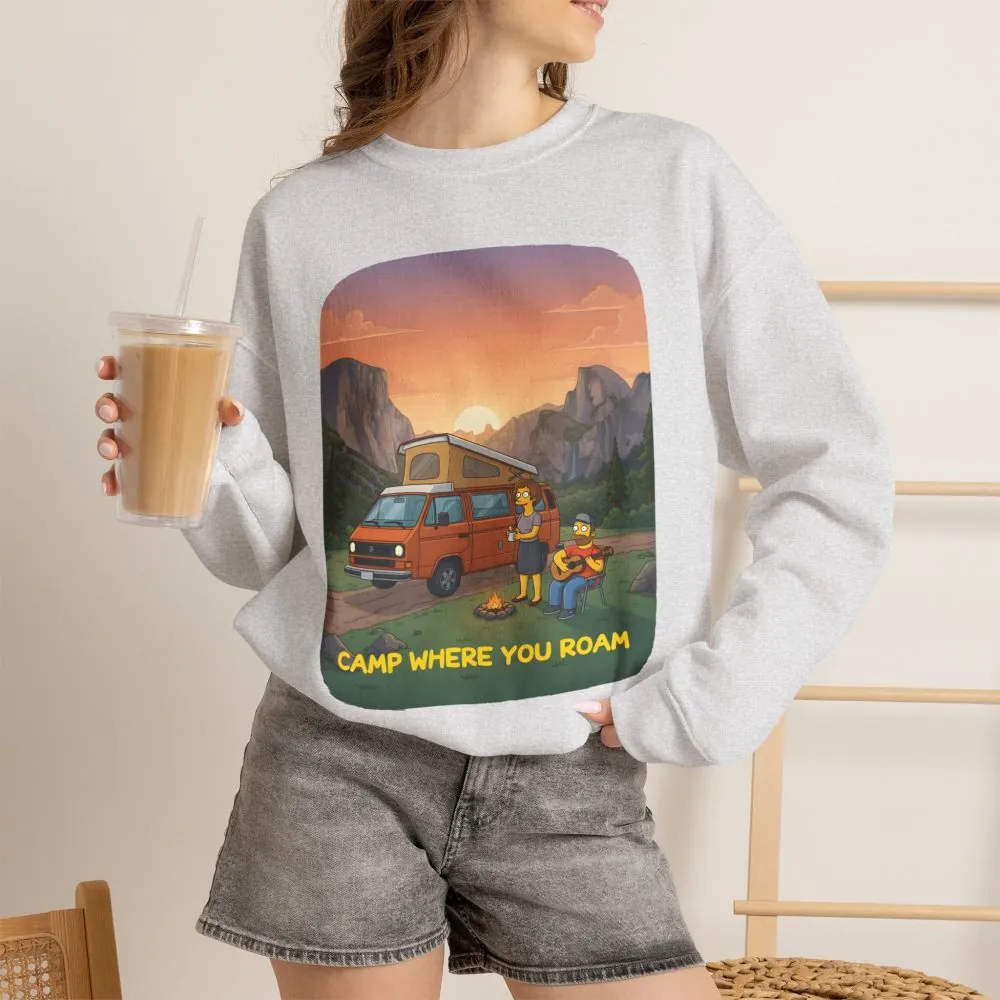 7853435181171427113_2048.jpeg Unisex Heavy Blend™ Crewneck Sweatshirt — "Camp Where You Roam" Design Sitcom-Line