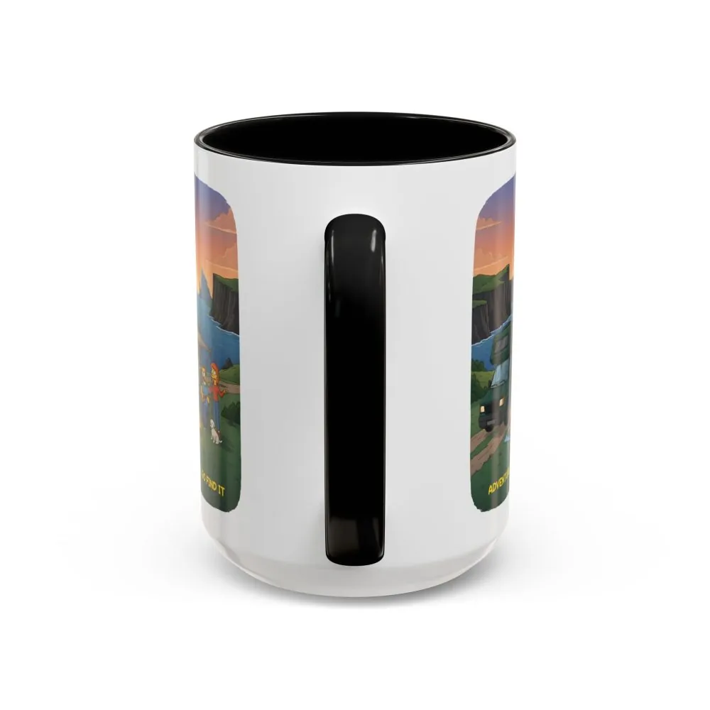 Accent Coffee Mug (11, 15oz) — "Adventure Awaits-Go Find It"" Design Sitcom-Line