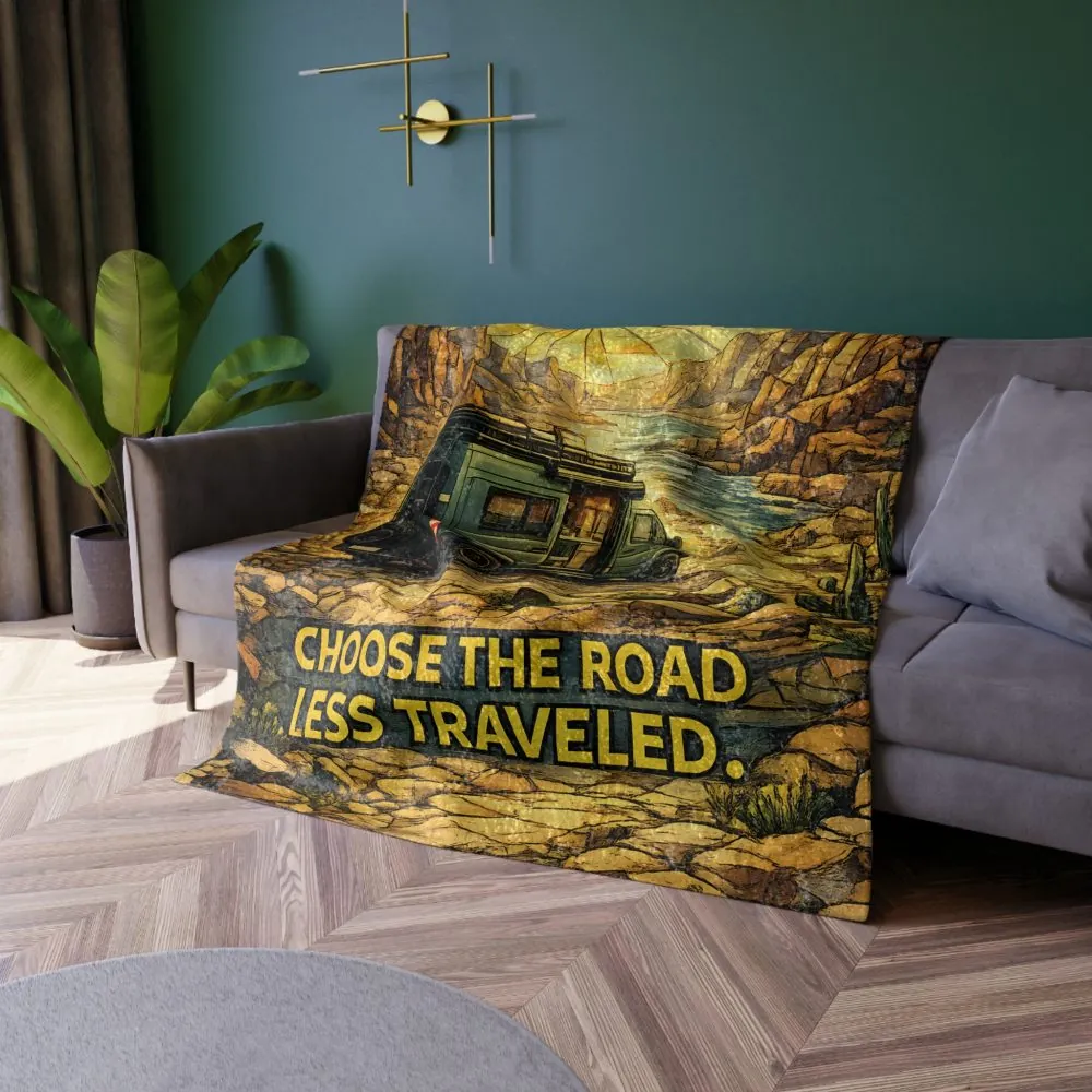 7863478471296606125_2048.jpeg Crushed Velvet Blanket —"Choose The Road Less Traveled" Design Cubic-Line (Campervan)