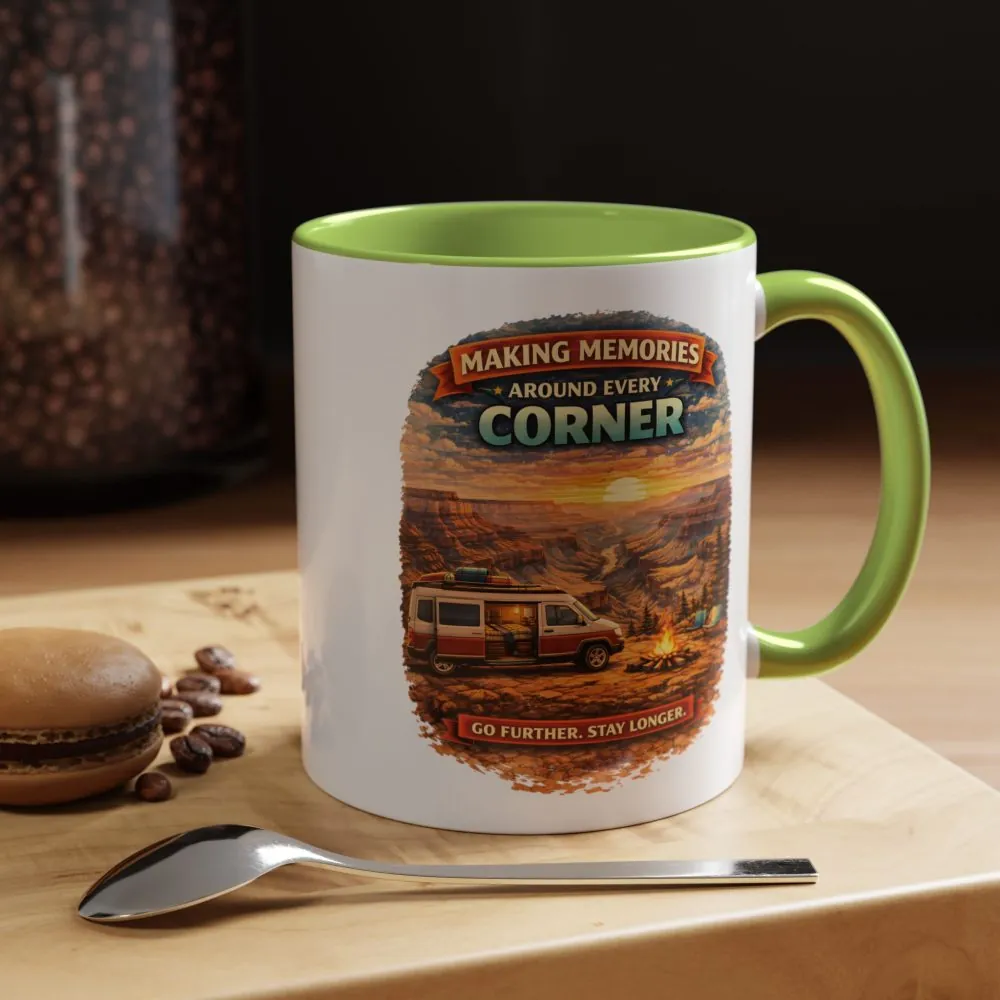 Accent Coffee Mug (11, 15oz) — "Making Memories Around Every Corner" Design Scenic-Line