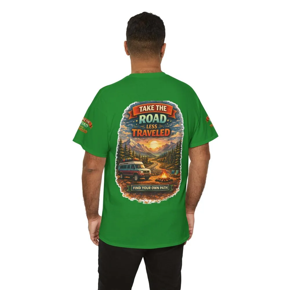 7880398416880840669_2048.jpeg Unisex Heavy Cotton Tee — "Take The Road Less Traveled" Design Scenic-Line