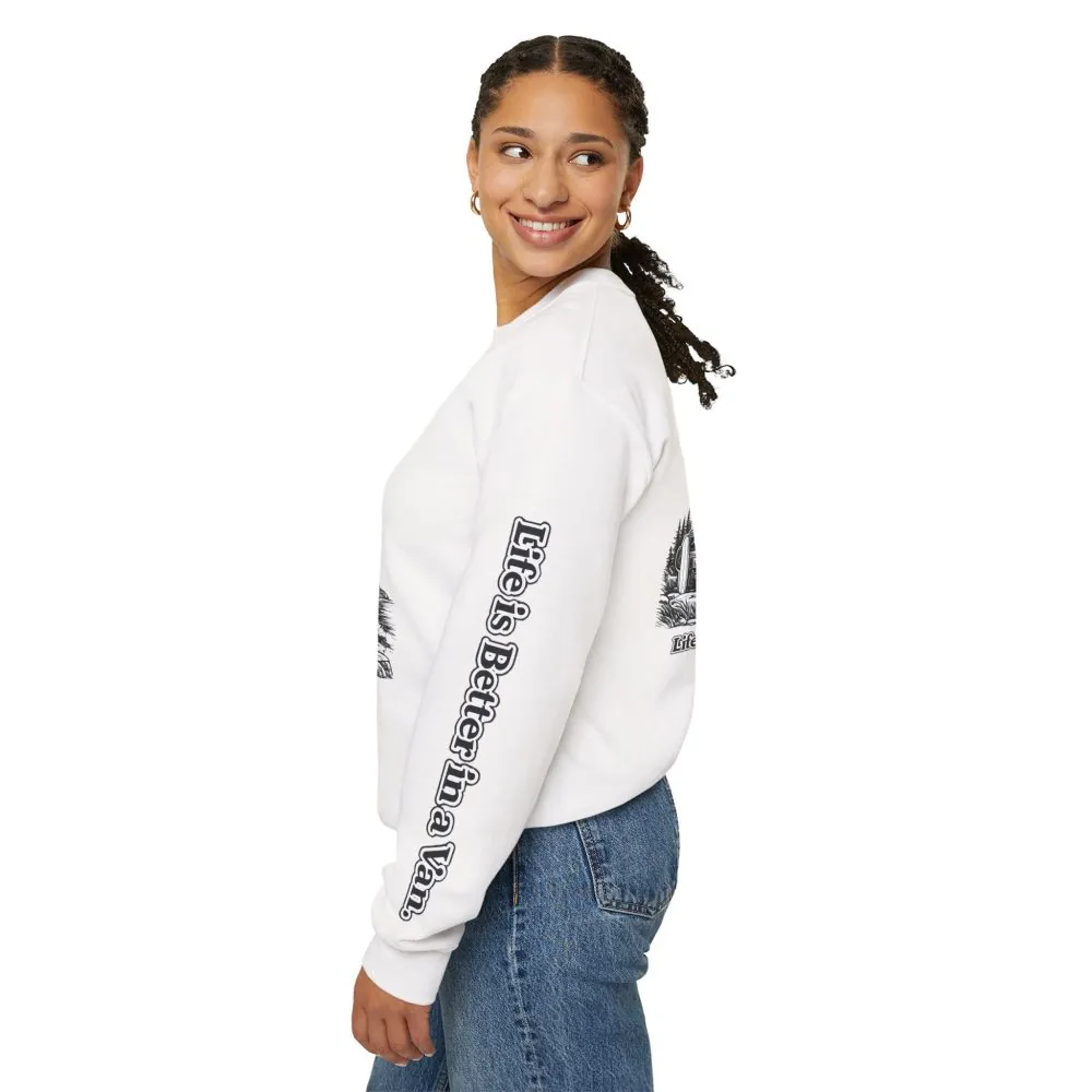 7885696294155798013_2048.jpeg Unisex Heavy Blend™ Crewneck Sweatshirt — "Life Is Better In A Van" Design Minimal-Line