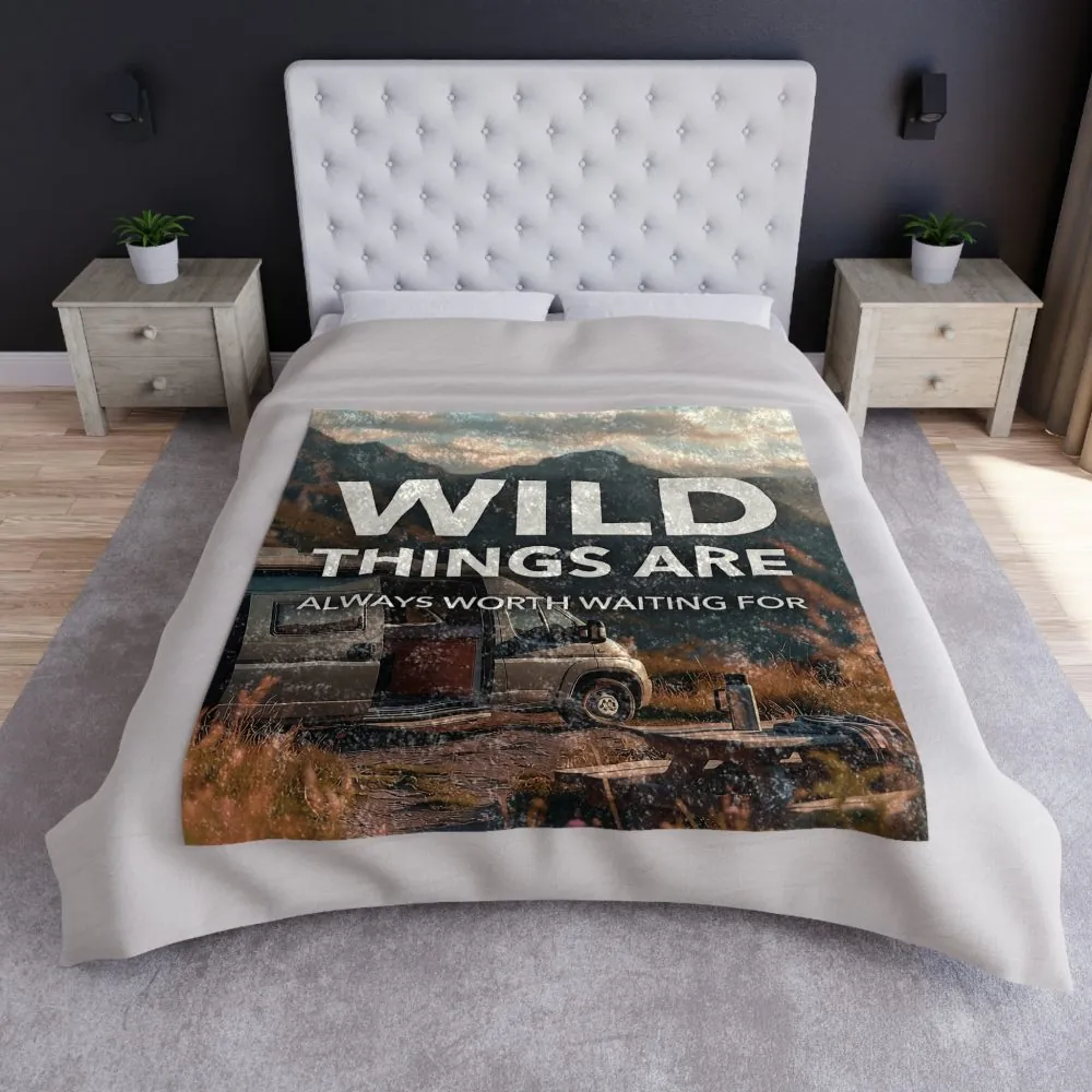 7894880158967862097_2048.jpeg Crushed Velvet Blanket — 'Wild Things Are Always Worth Waiting For' Scenic Adventure Throw