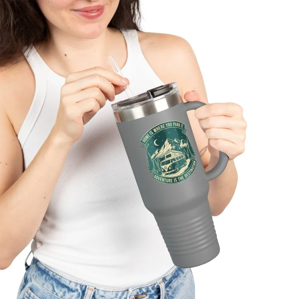 7901662673323225055_2048.jpeg Insulated Travel Mug - "Home Is Where You Park It-Adventure is the destination" (40oz) – Retro Camper Design, Keep Drinks Hot or Cold