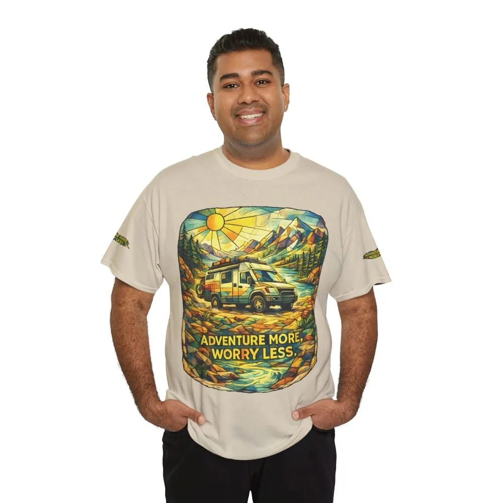 7904378207166932906_2048.jpeg Unisex Heavy Cotton Tee — "Adventure More Worry Less" Design Cubic-Line