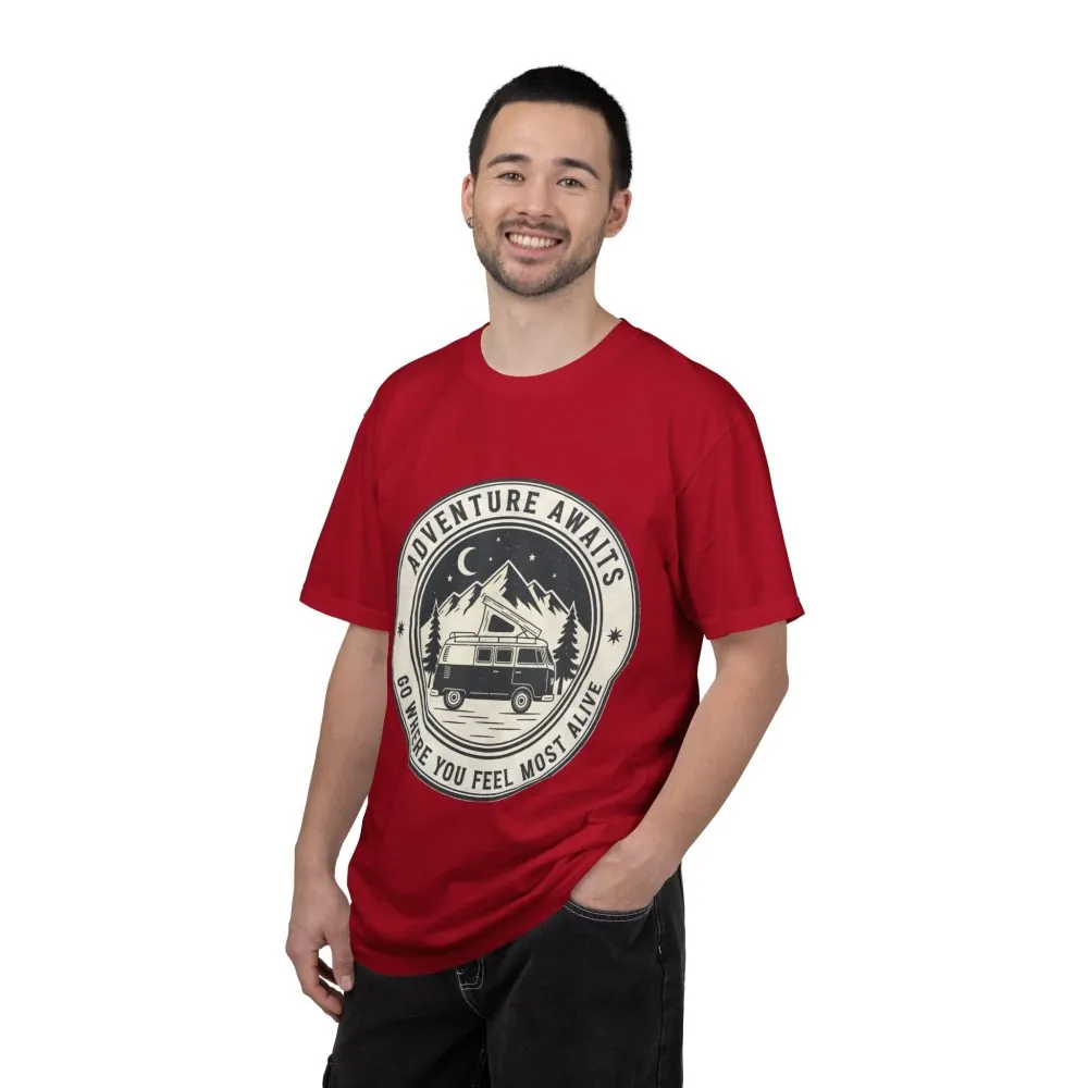 7914920427563059377_2048.jpeg T-Shirt — "Adventure Awaits-Go Where You Feel Most Alive" (Front + Back Printed) Outdoor Travel Tee