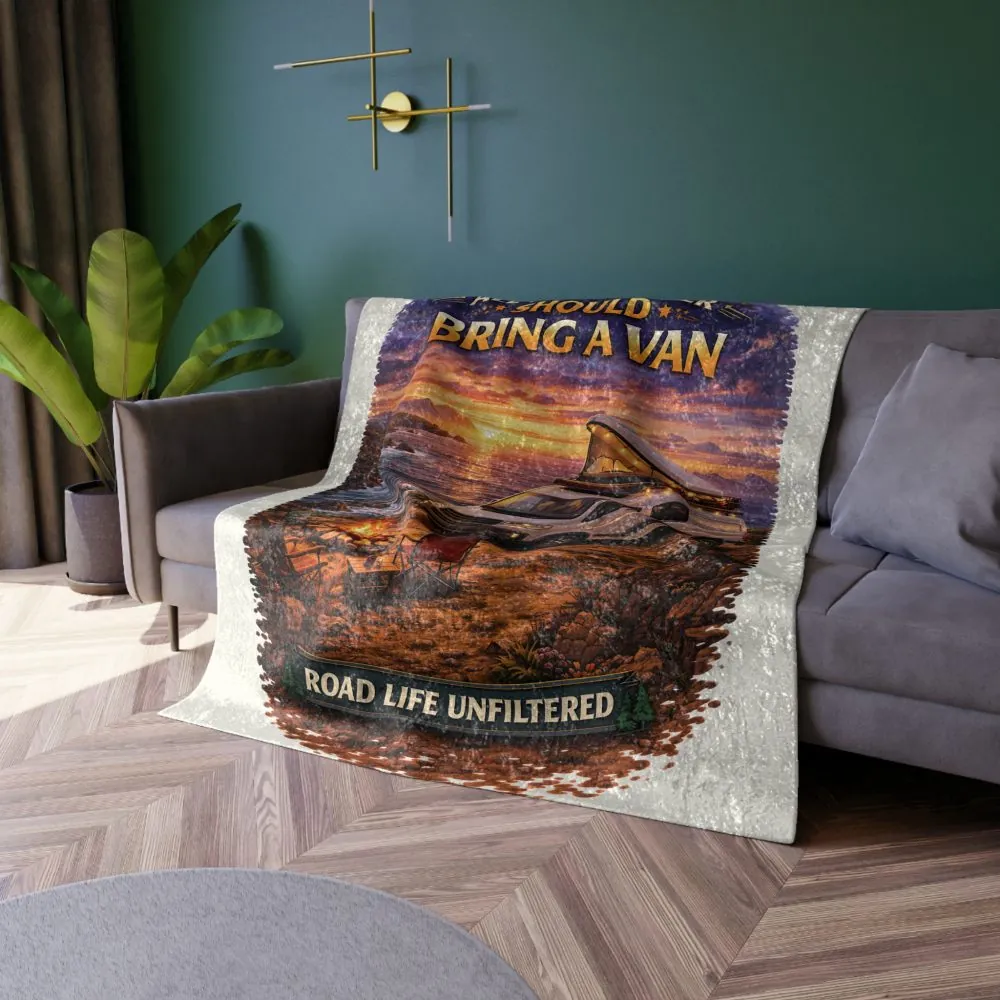 7922843990004045975_2048.jpeg Crushed Velvet Blanket —"All Who wander Should Bring A Van" Design Scenic-Line (Campervan)