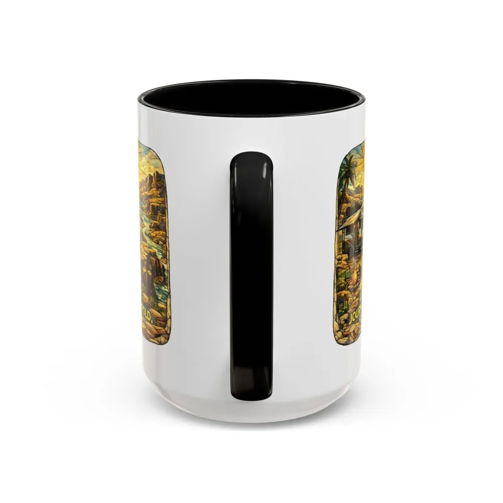 Accent Coffee Mug (11, 15oz) — "Let The Journey Unfold" Design Cubic-Line