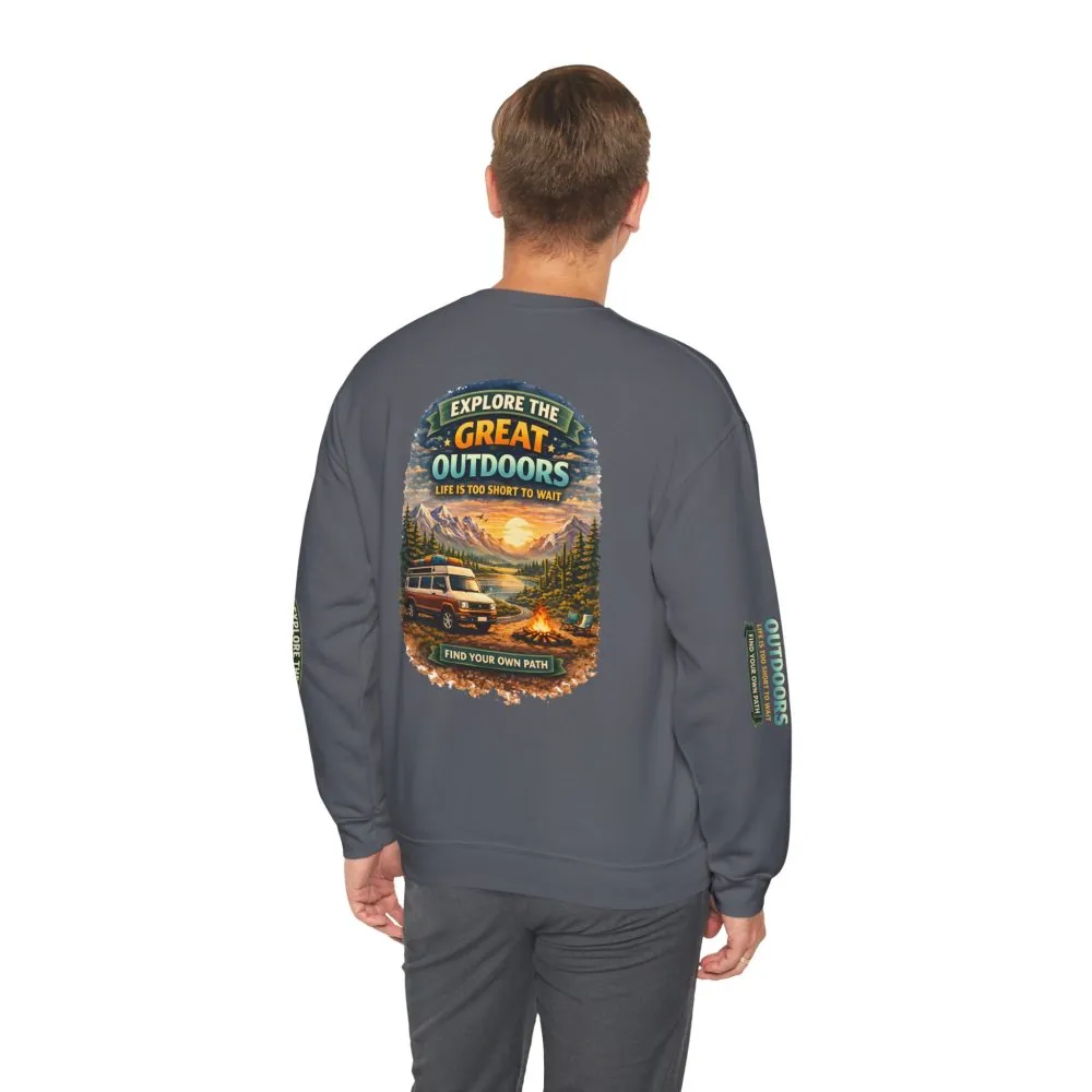 794500436738157478_2048.jpeg Unisex Heavy Blend™ Crewneck Sweatshirt — "Explore The Great Outdoors" Design Scenic-Line
