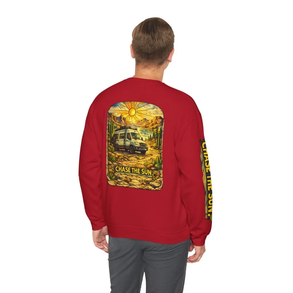 7947763385724948667_2048.jpeg Unisex Heavy Blend™ Crewneck Sweatshirt — "Chase The Sun" Design Cubic-Line