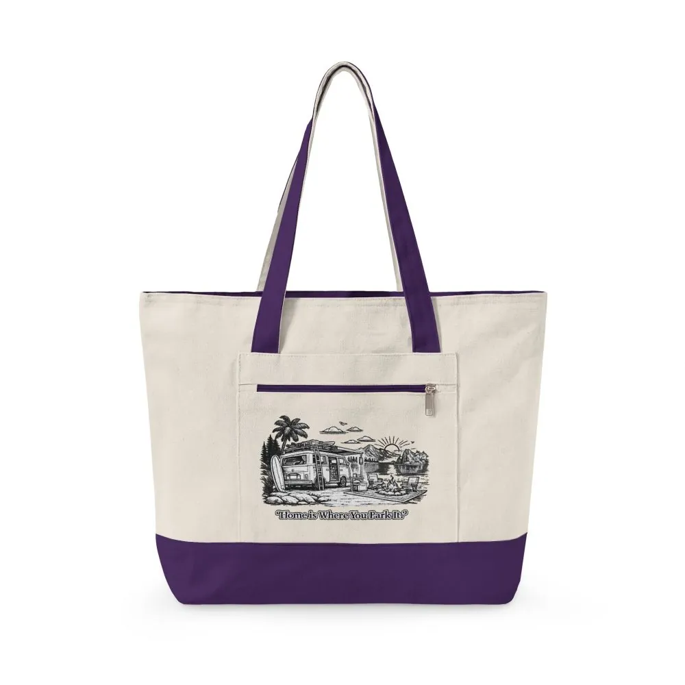 7948229920844470408_2048.jpeg Zippered Canvas Tote — "Adventure Is Where You park It" (Design Minimal-Line)