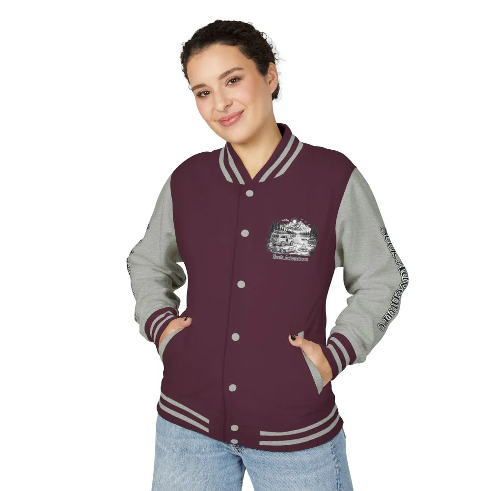7952216896707133109_2048.jpeg Unisex Heavyweight Letterman Jacket — "Seek Adventure" Travel Varsity Coat