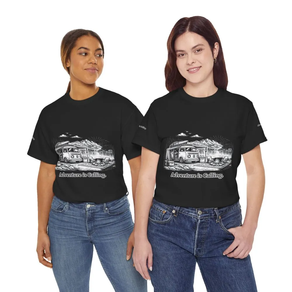 7960057273365098244_2048.jpeg Unisex Heavy Cotton Tee — "Adventure Is Calling" Design Minimal-Line