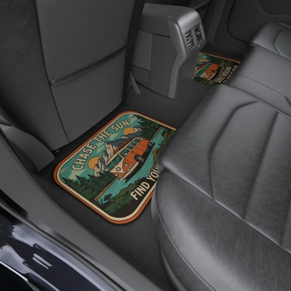 7962185501278565850_2048.jpeg Car Mats (Set of 4) — "Retro Adventure Van - Good Vibes", Fueled by Sunshine & Adventure
