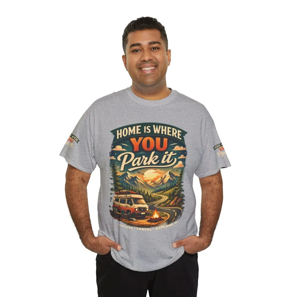 7964018159553573658_2048.jpeg Unisex Heavy Cotton Tee — "Hom Is Where You Park It" Design Scenic-Line
