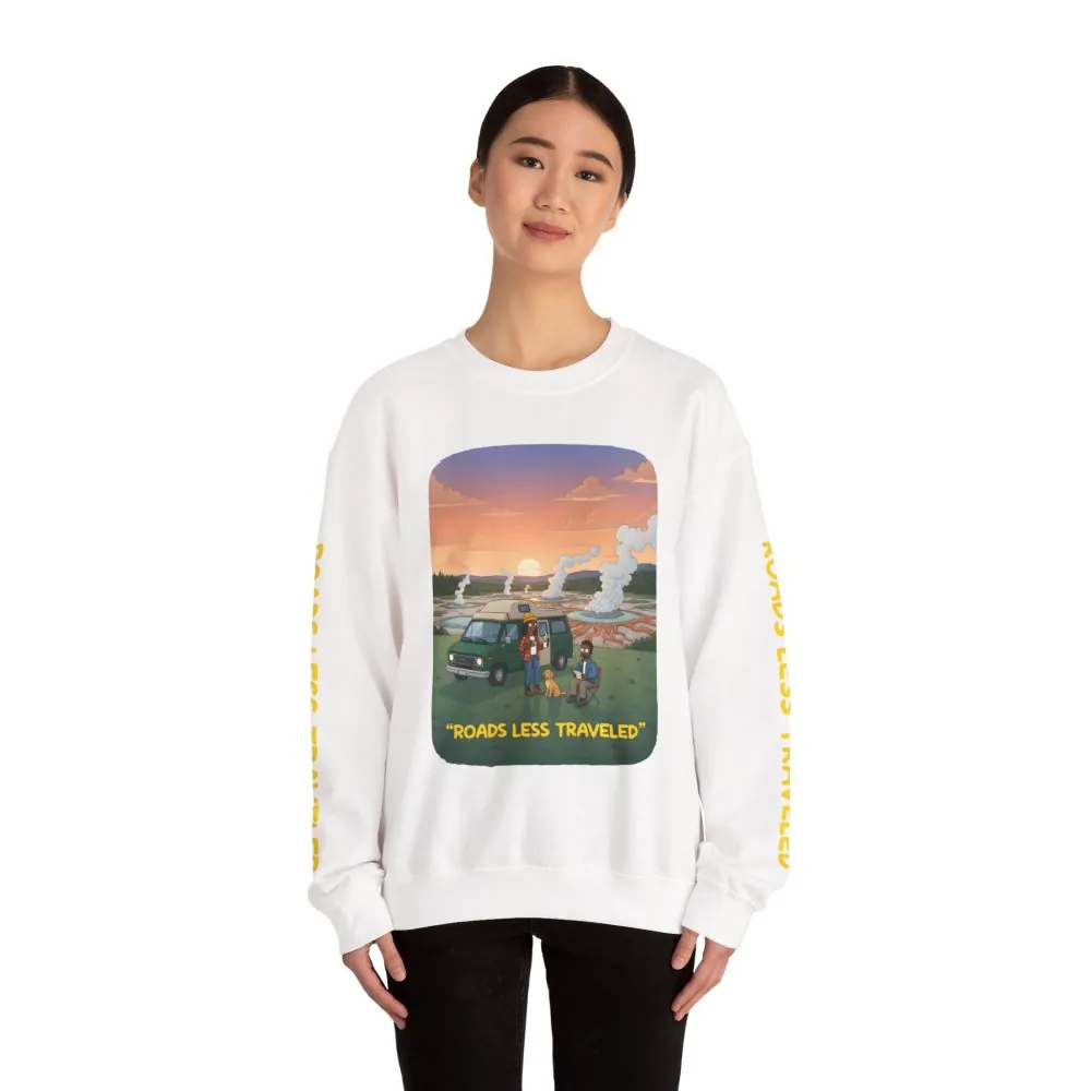 7968261706921662633_2048.jpeg Unisex Heavy Blend™ Crewneck Sweatshirt — "Roads Less Traveled" Design Sitcom-Line