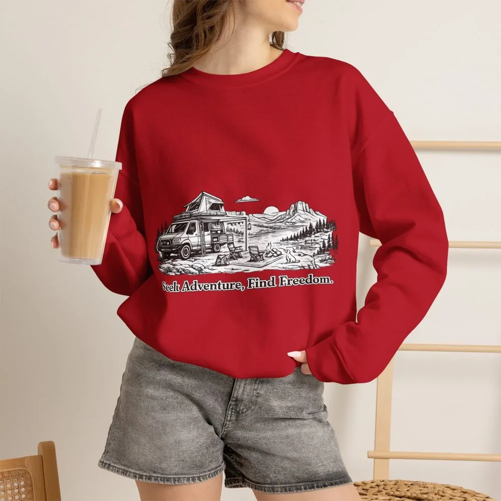 796830795154318890_2048.jpeg Unisex Heavy Blend™ Crewneck Sweatshirt — "Seek Adventure, Find Freedom" Design Minimal-Line