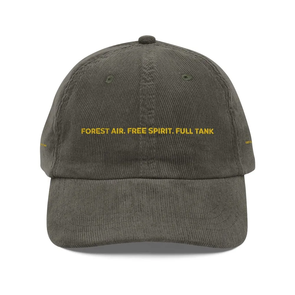 7971000572719257375_2048.jpeg Vintage Corduroy Cap (Embroidery) — "Forest Air.Free Spirit.Full Tank" Embroidered Hat