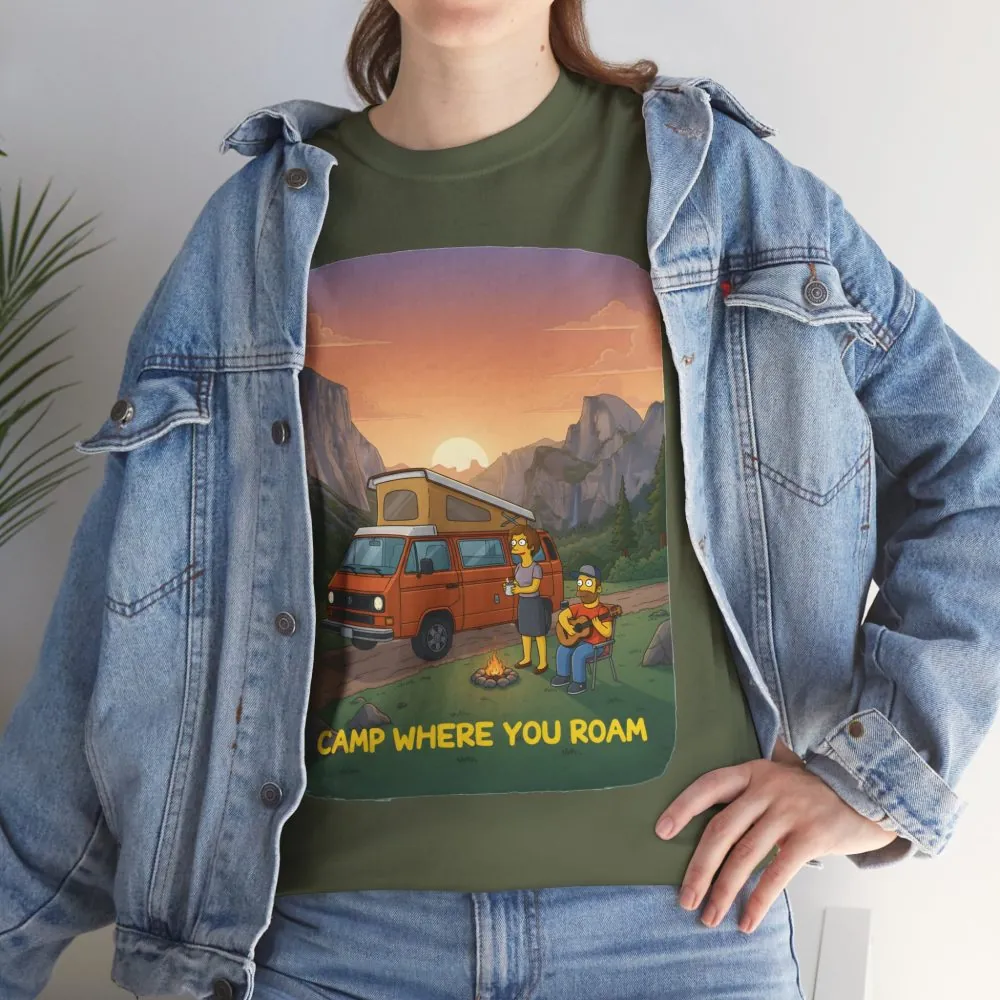 Unisex Heavy Cotton Tee — "Camp Where You Roam" Design Sitcom-Line