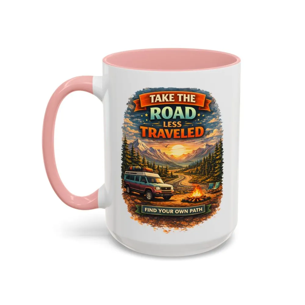 7980354973327657031_2048.jpeg Accent Coffee Mug (11, 15oz) — "Take The Road Less Traveled" Design Scenic-Line