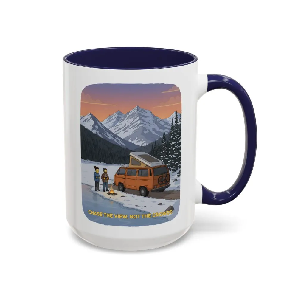 Accent Coffee Mug (11, 15oz) — "Chase The Views-Not The Crowds"" Design Sitcom-Line